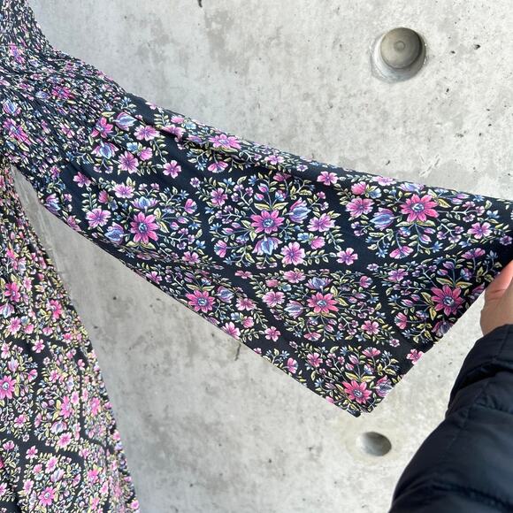 Torrid 0X Purple Pink Floral Off Shoulder Romantic Boho Bell Sleeve Dress - Picture 5 of 16